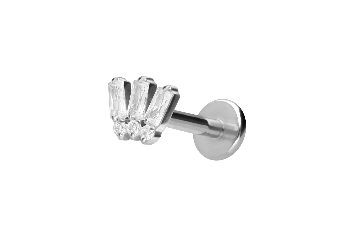 Titan Labret Piercing mit Push Fit 6 EINGEFASSTE KRISTALLE